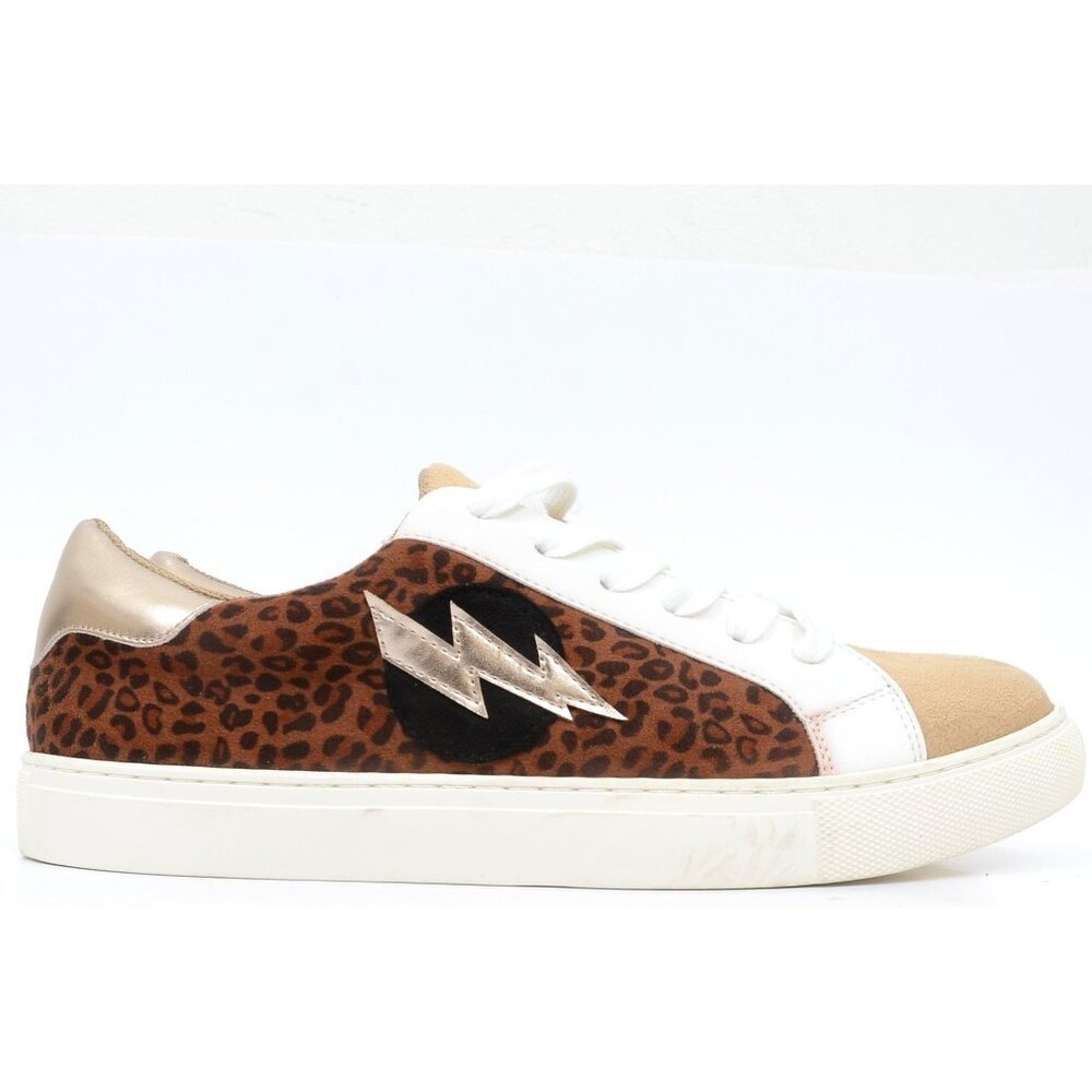 Boutique by Corkys Metallic Bolt Womens Size 10 Leopard Print Sneakers Faux Sued